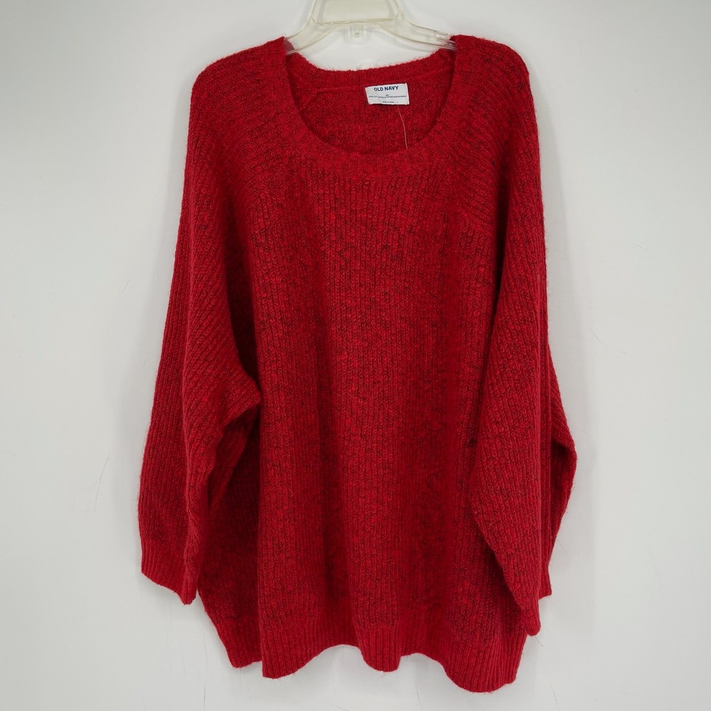 Old Navy NWT Women's Red Wool Blend Marled Knit Oversized Sweater Plus Size 4X